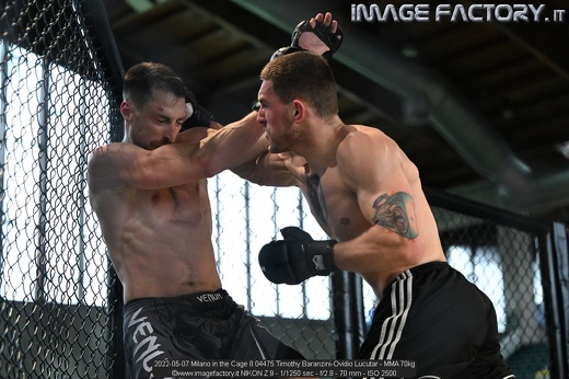 2022-05-07 Milano in the Cage 8 04475 Timothy Baranzini-Ovidio Lucutar - MMA 70kg